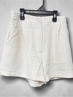 Women's Textured High-Waist Shorts in Sand